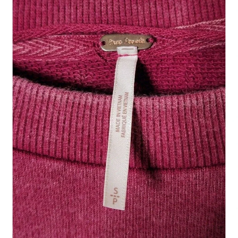 Free People Womens S Glorious Bell Sleeve Sweatshirt Pullover Velvet Top Red - Picture 6 of 6